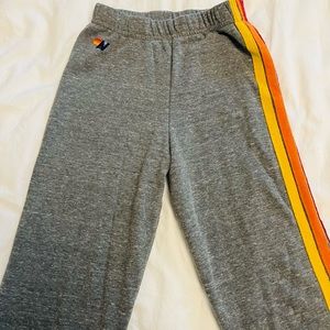 Aviator Nation 5 stripe sweatpants - Kids size 10 - Heather Grey